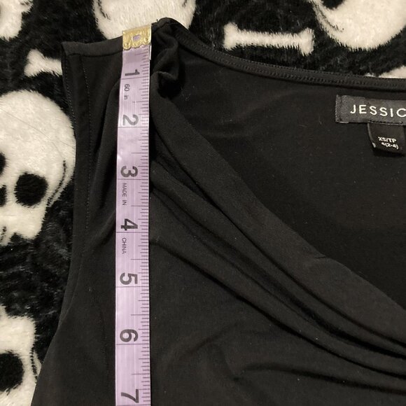 JESSICA Black sleeveless cowlneck shirt ~ Vintage XS SMALL MEDIUM goth tank top - Picture 10 of 14